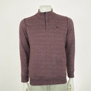 Travis Mathew Hideaway Golf Sweater Mens Small Maroon Red Mock Cotton Blend